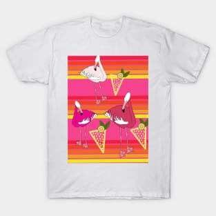 Flamingo Cocktails at Sunset on Pink ' T-Shirt